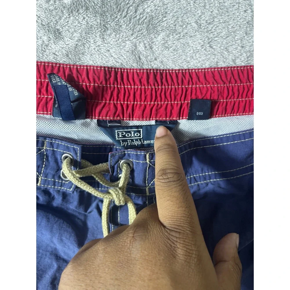 Polo Ralph Lauren Mens Navy Blue Red Swim Trunks Cargo Board Shorts 4XB Big